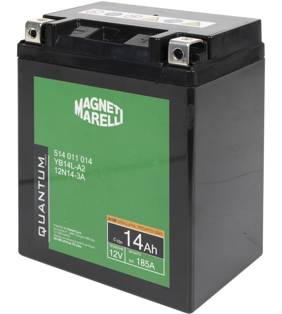 Magneti marelli batteria moto e scooter 14ah 12v 185a tecnologia agm sigillata polo positivo destro